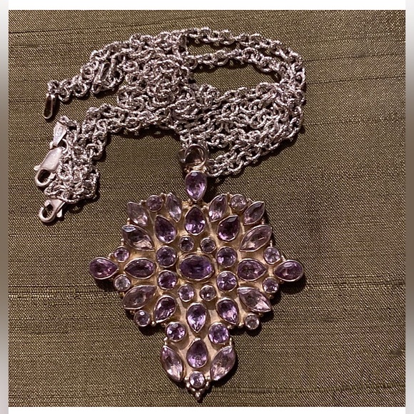 Amethyst Spinal Statement Pendant Sterling Silver - Picture 9 of 15